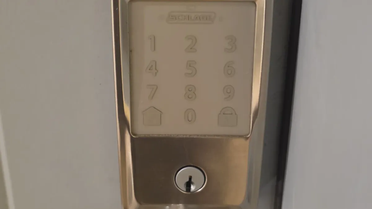 Schlage Encode smart deadbolt keyless entry lock installed on a Texas residential door by Pros On Call