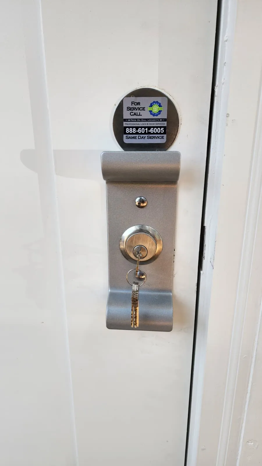 Lock hardware installed on Austin door by Pros On Call residential locksmith
