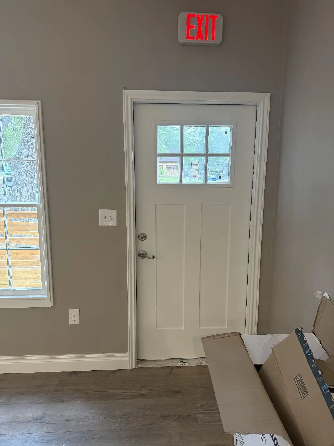 Commercial door before panic bar installation - plain frame in Austin