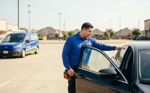 Pros On Call automotive locksmith installing a door lock on a vehicle in Austin TX