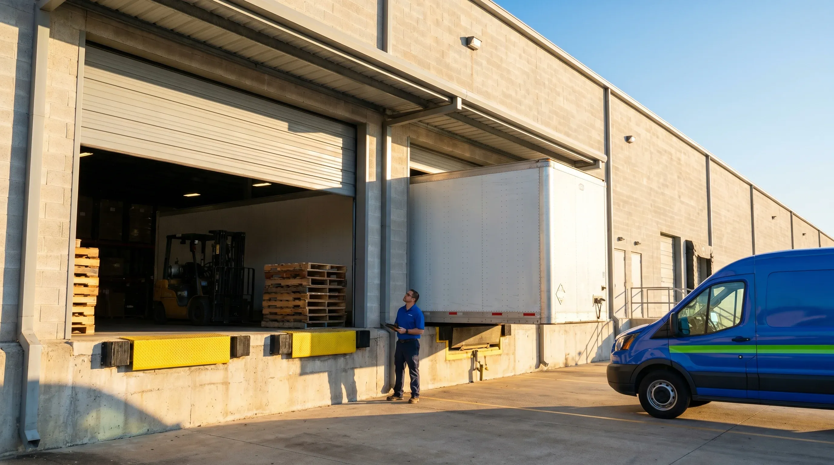 Commercial warehouse loading dock in Texas requiring access control hardware