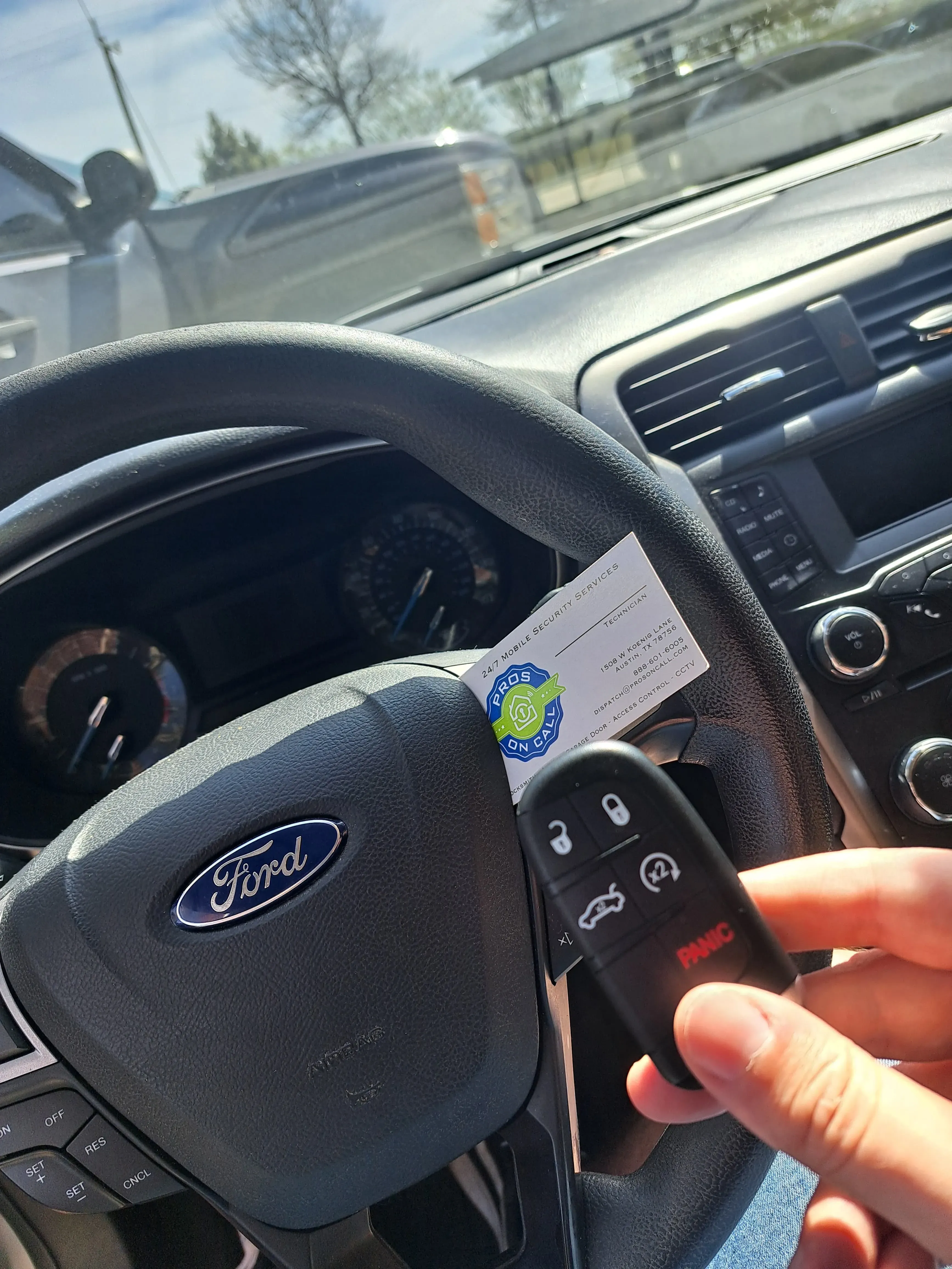 Pros On Call locksmith programming a Ford key fob for an F-150 using the on-board method