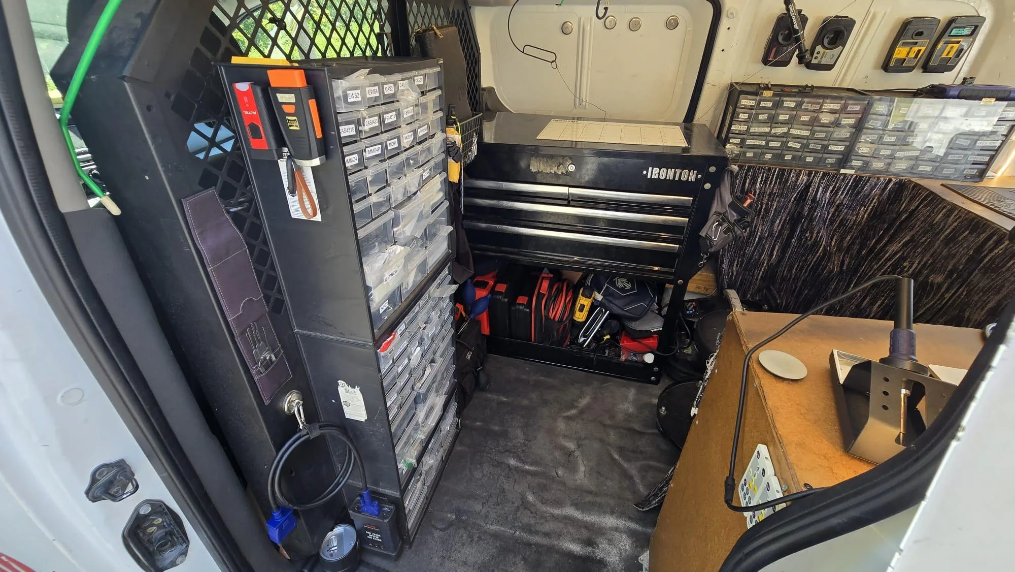 Pros On Call van with Ironton toolbox and key blanks showing full mobile locksmith readiness