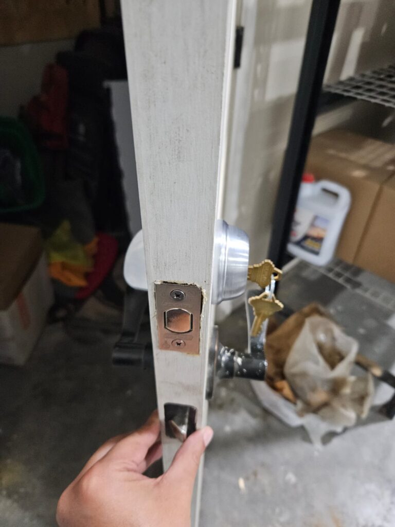 White Door just opened after our emergency Locksmith in Hutto from Pros On Call, rescued the homeowner.