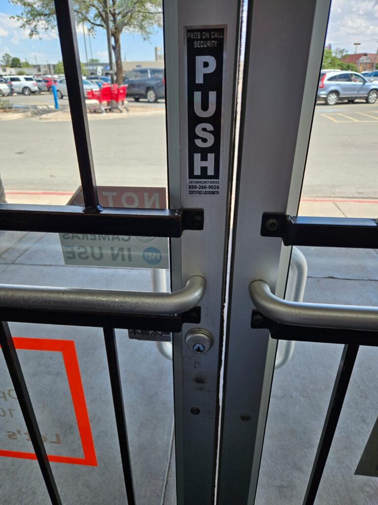 Door with Push bar Was fixed by Trusted Commercial Locksmith in Schertz TX - Pros On Call